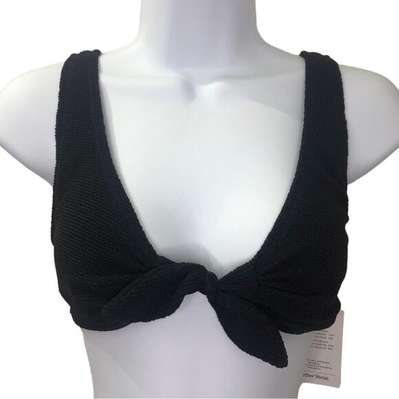 & Other Stories Black Knot Tie Crepe Triangle Bikini Top 4 NWT - Picture 2 of 8